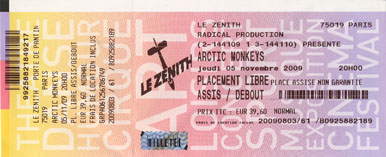 Scan place de concert : Arctic Monkeys au Z�nith l (Paris 19e)